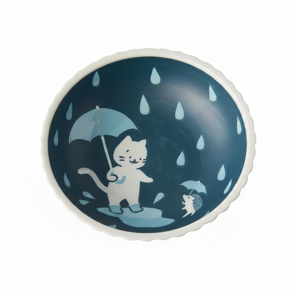 Neko & Nichiyo Viola Bowl – Japanese Cat & Mouse Ceramic Bowl 500ml | Made in Japan