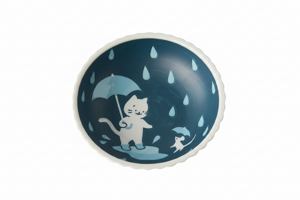 Neko & Nichiyo Viola Bowl – Japanese Cat & Mouse Ceramic Bowl 500ml | Made in Japan