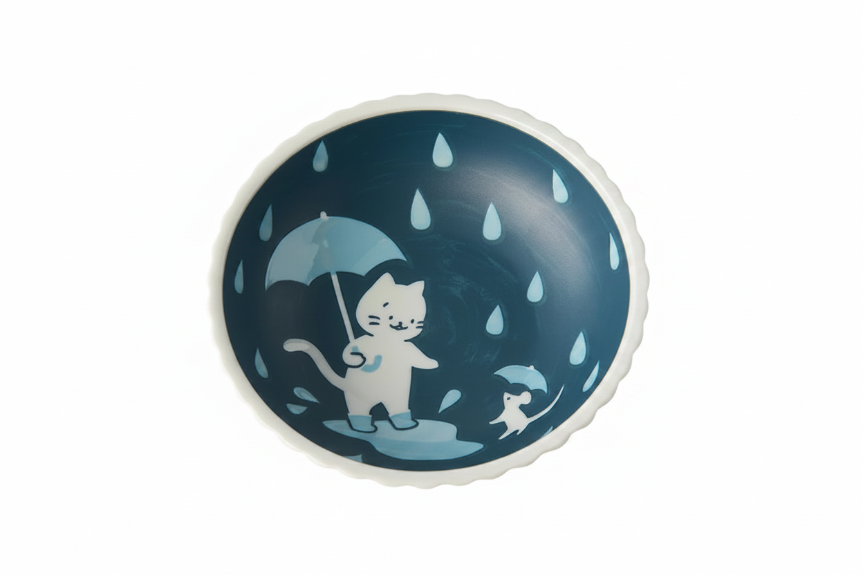 Neko & Nichiyo Viola Bowl – Japanese Cat & Mouse Ceramic Bowl 500ml | Made in Japan