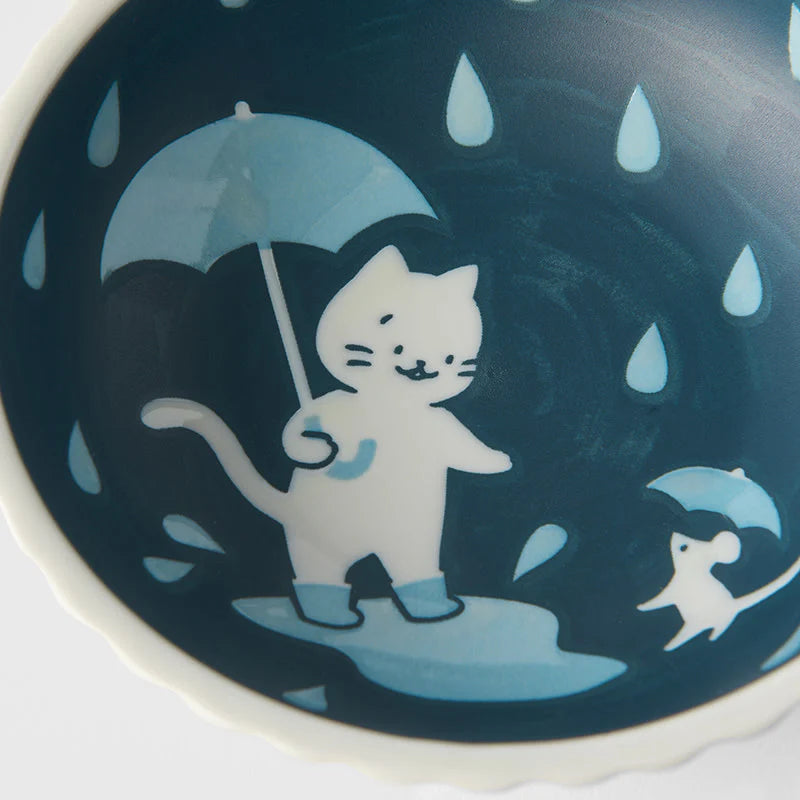 Neko & Nichiyo Viola Bowl – Japanese Cat & Mouse Ceramic Bowl 500ml | Made in Japan