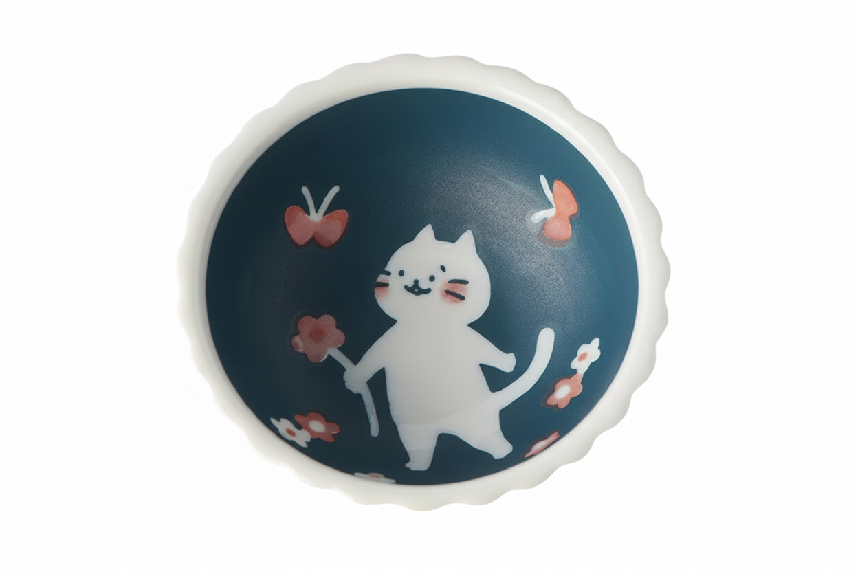 Neko to Nichiyobi Small Bowl – Japanese Cat & Butterfly Ceramic Bowl 100ml | Made in Japan