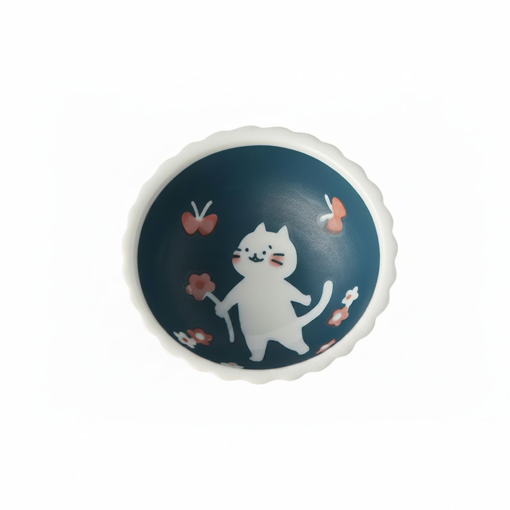 Neko to Nichiyobi Small Bowl – Japanese Cat & Butterfly Ceramic Bowl 100ml | Made in Japan