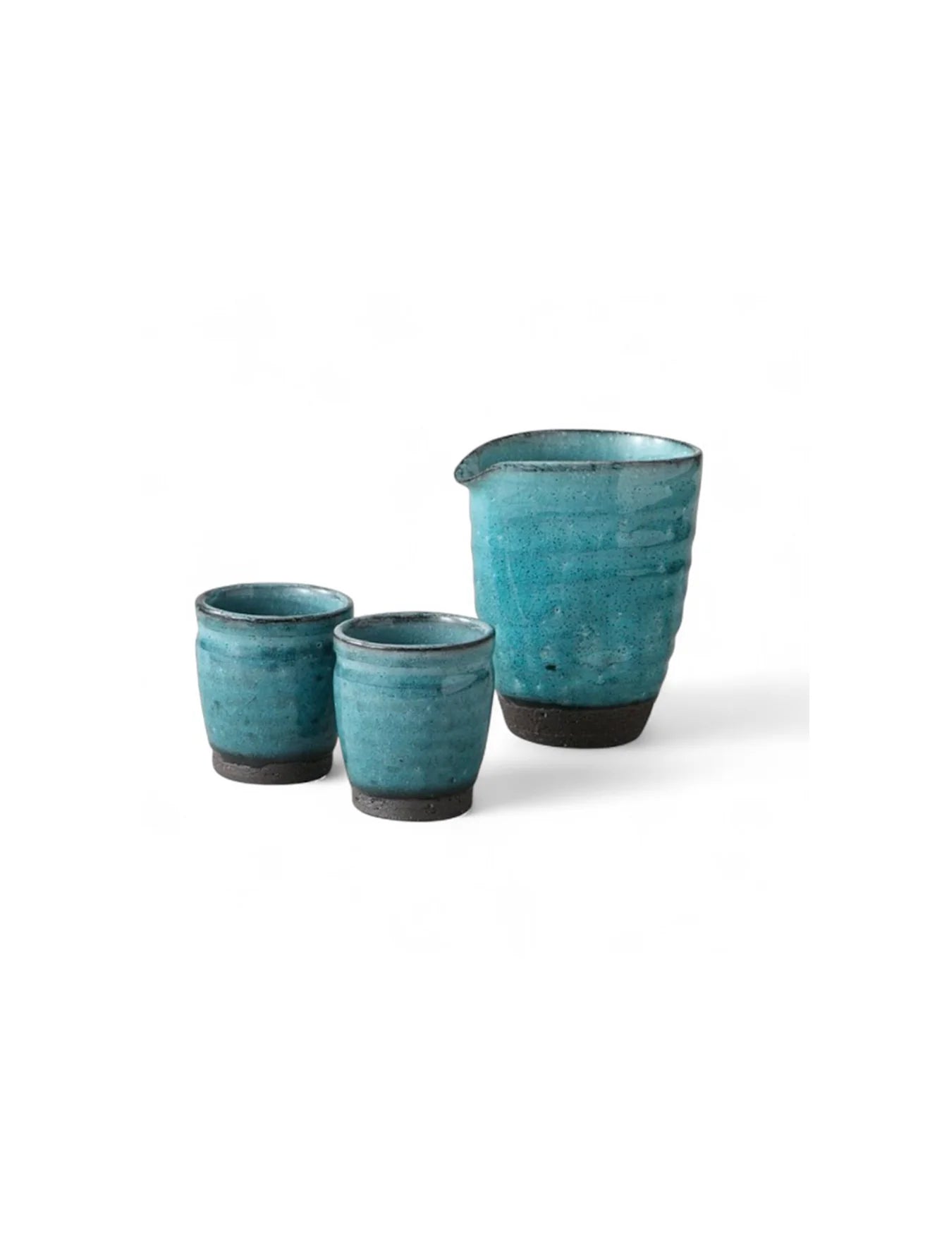 Cold Sake Set Kobiki Blue | Ceramic Sake Bottle & 2 Cups | Made in Japan