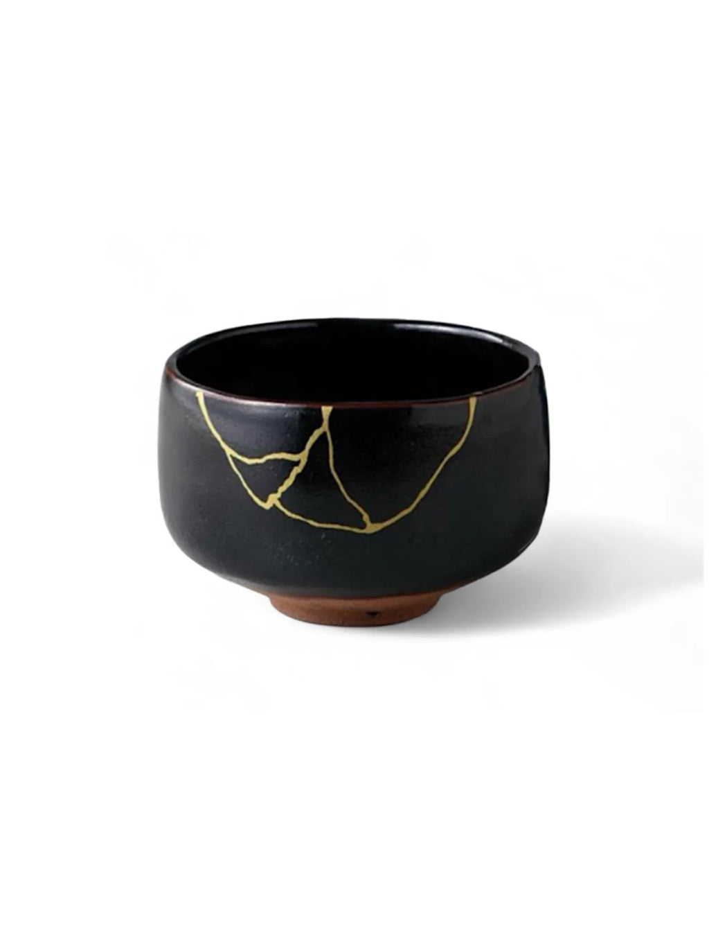 Japanese Matcha Bowl — Kintsugi Design Black | Mino Ware