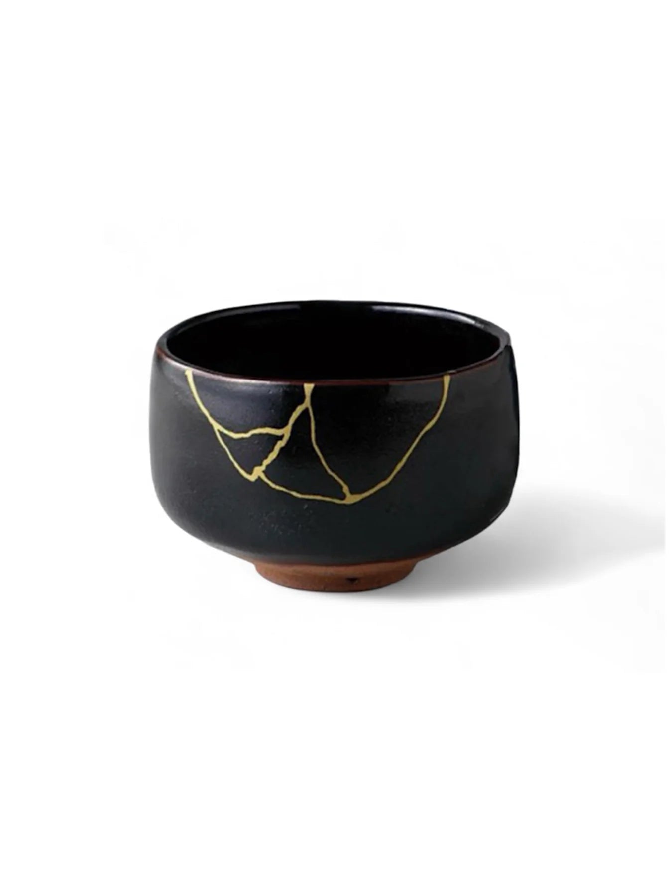 Japanese Matcha Bowl — Kintsugi Design Black | Mino Ware