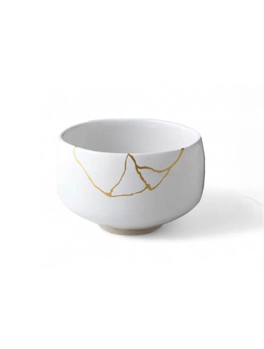 Japanese Matcha Bowl — Kintsugi Design White | Mino Ware