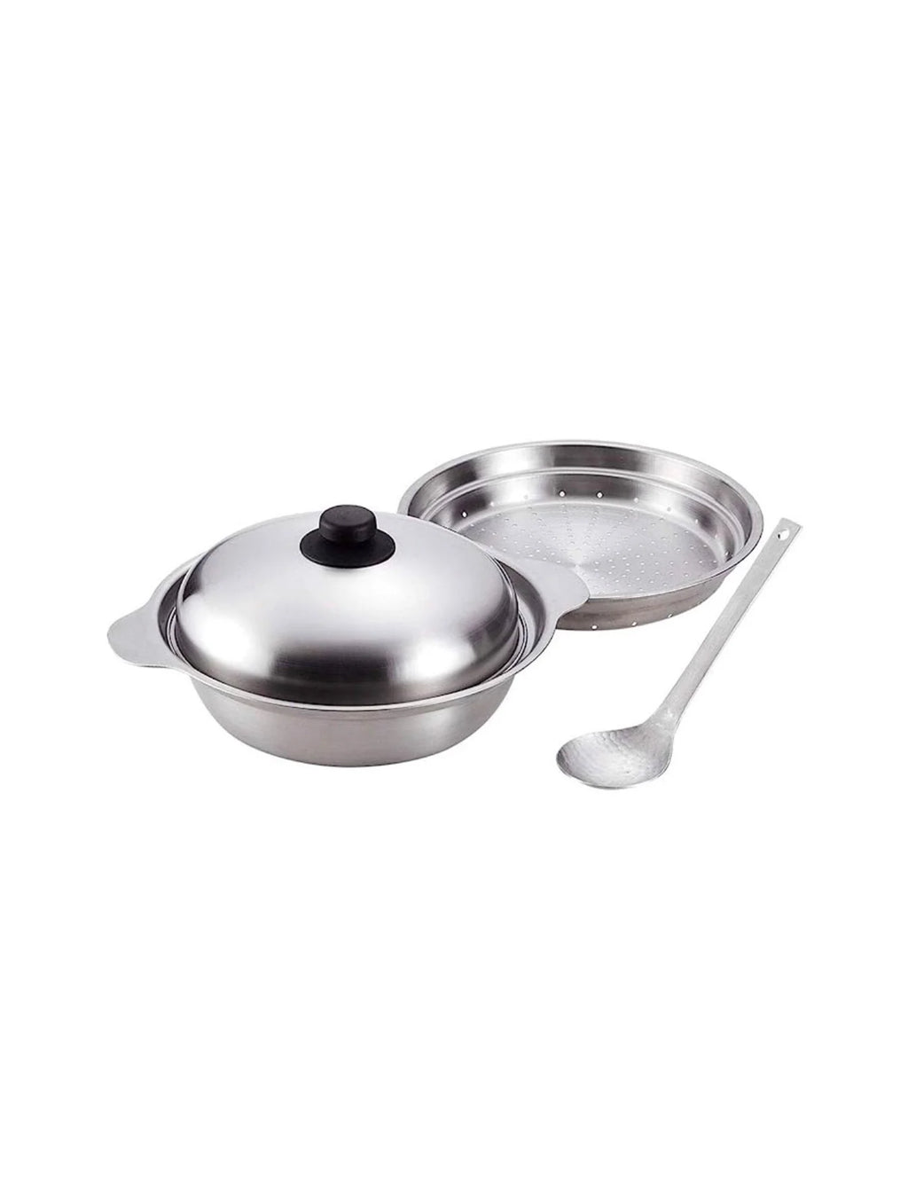 TAKUMIYA Stainless Steel Pot 26cm with Steamer & Ladle Set (3pc) | Made in Japan