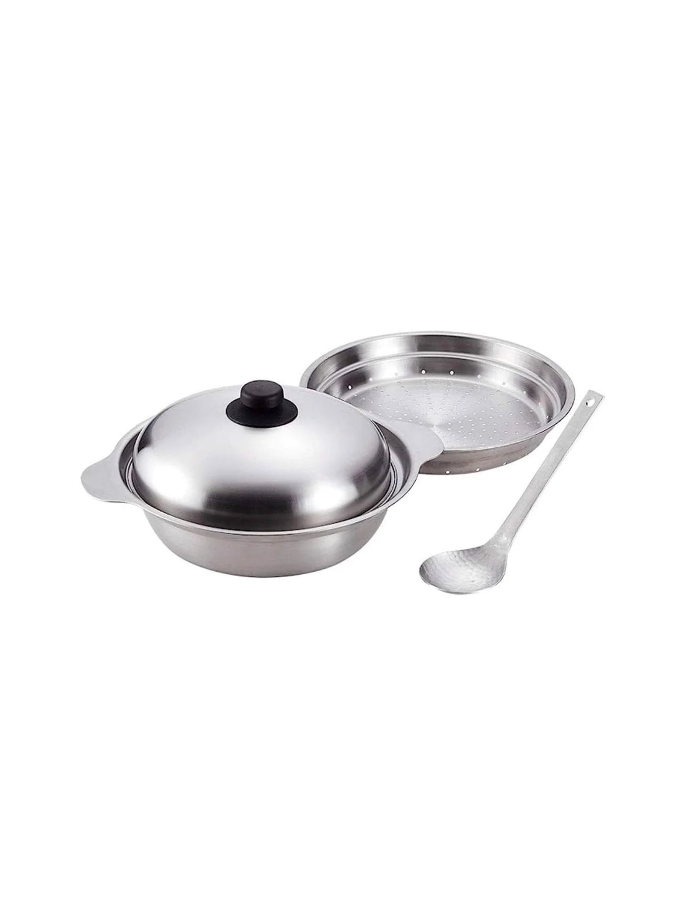 TAKUMIYA Stainless Steel Pot 26cm with Steamer & Ladle Set (3pc) | Made in Japan