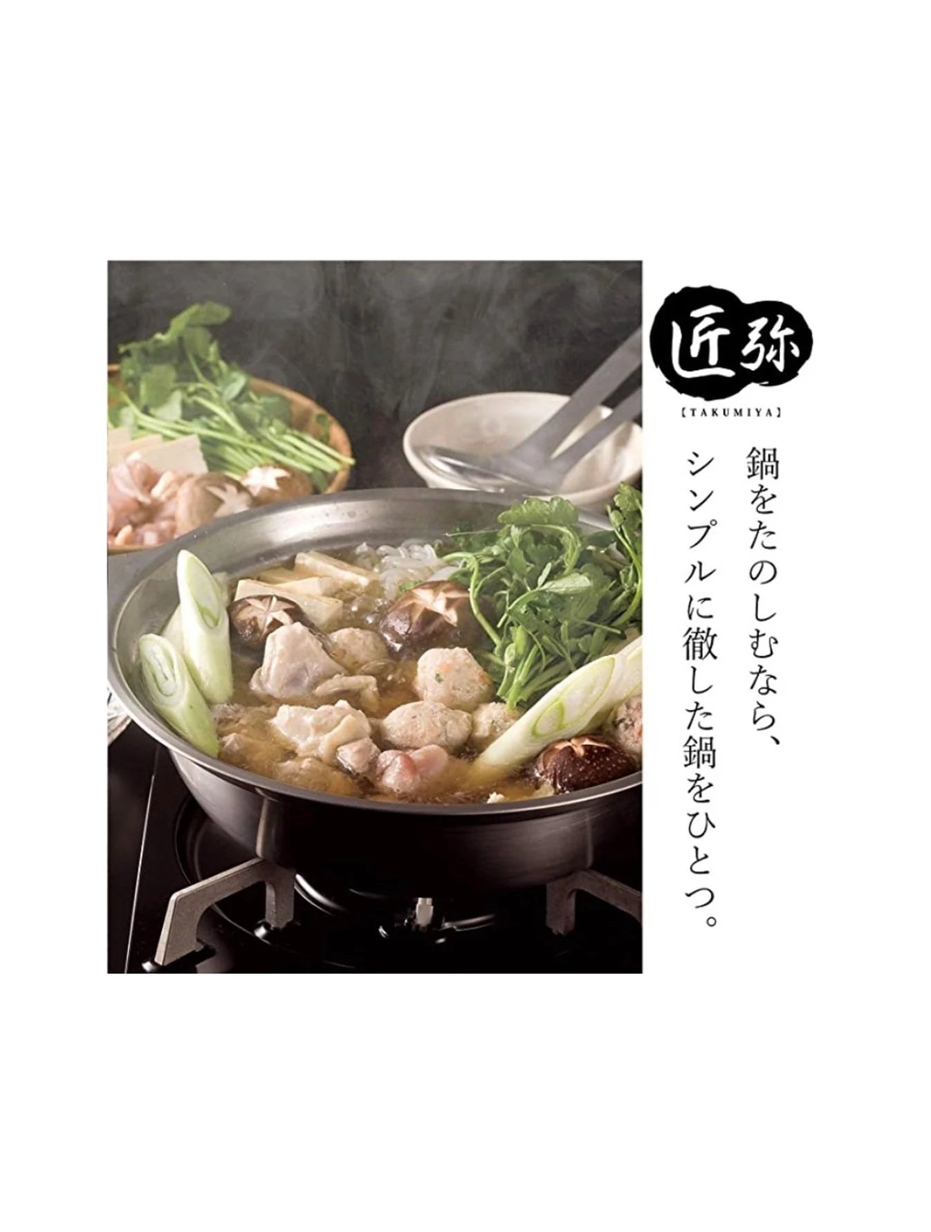 TAKUMIYA Stainless Steel Pot 26cm with Steamer & Ladle Set (3pc) | Made in Japan