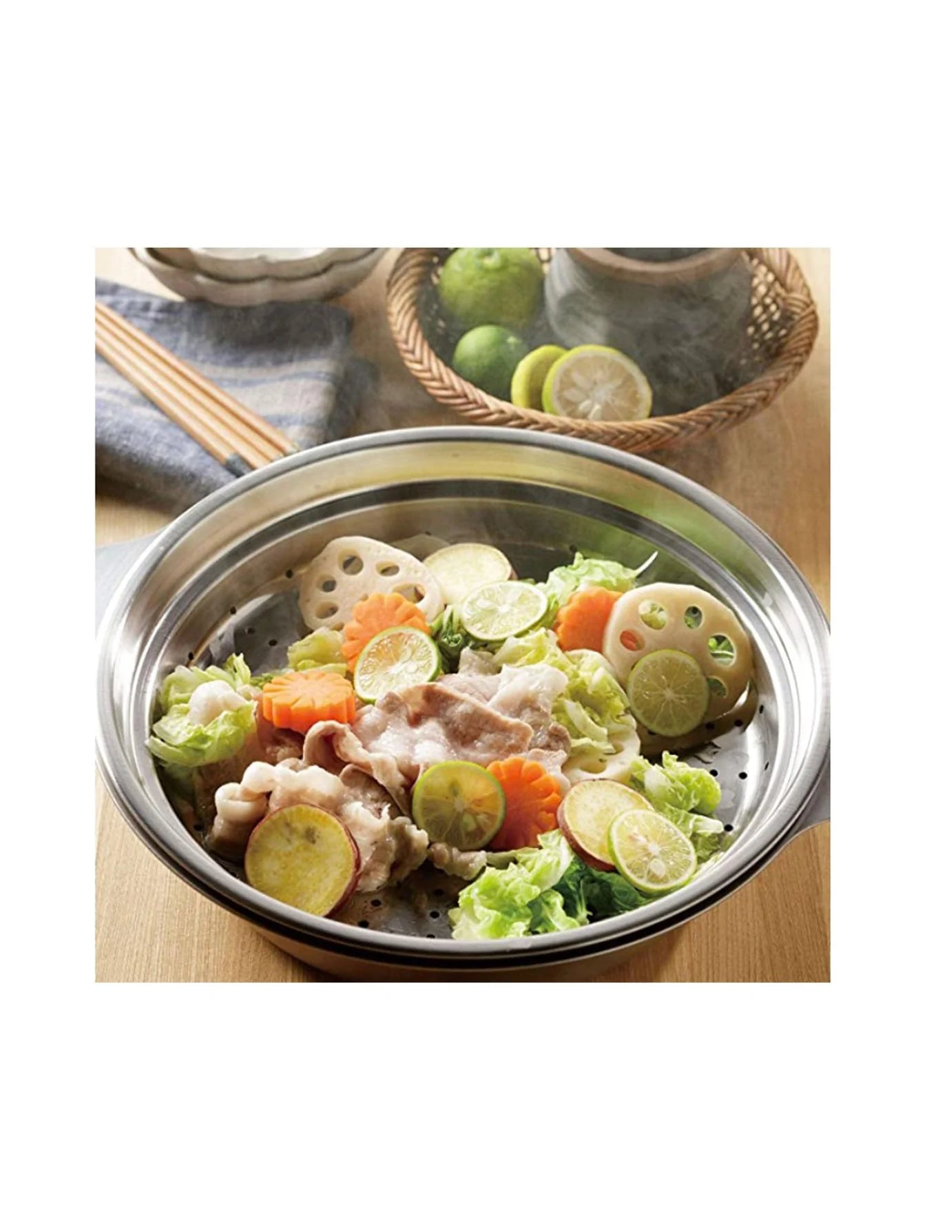TAKUMIYA Stainless Steel Pot 26cm with Steamer & Ladle Set (3pc) | Made in Japan