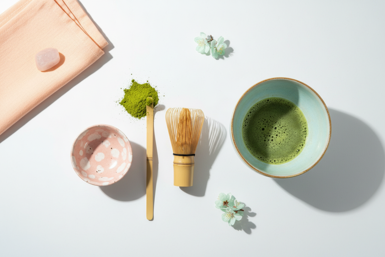 Bamboo Matcha Whisk Flat Lay Aesthetic