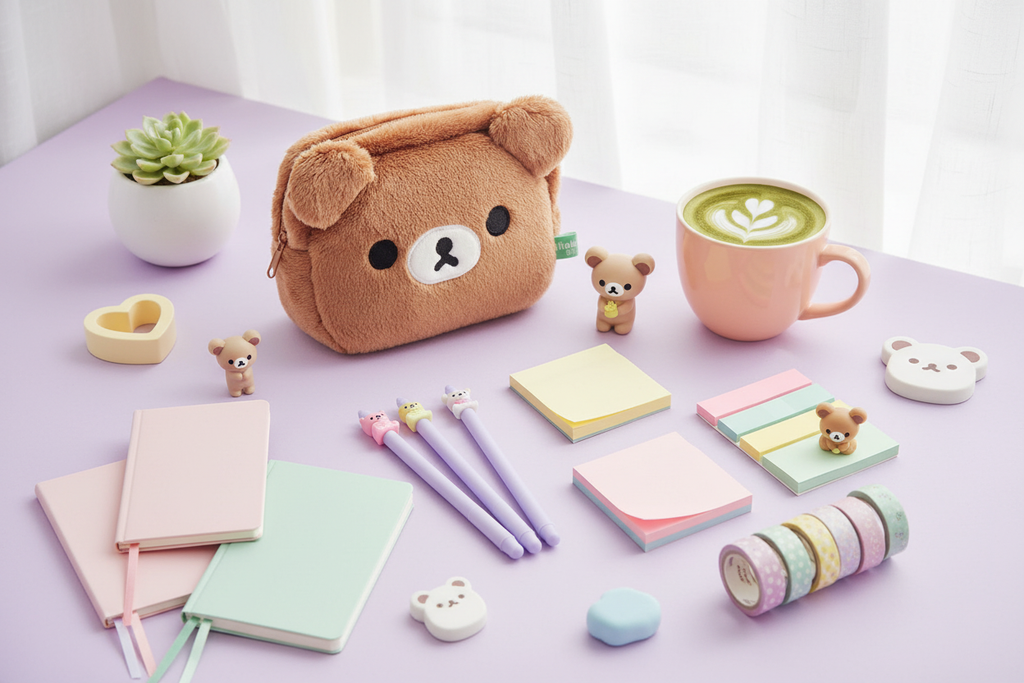 Chairoikoguma sweet pastel desk