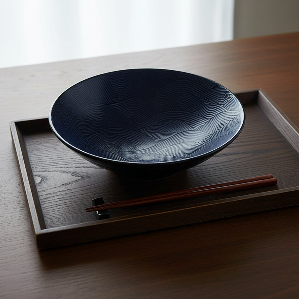 Dark tray flat lay