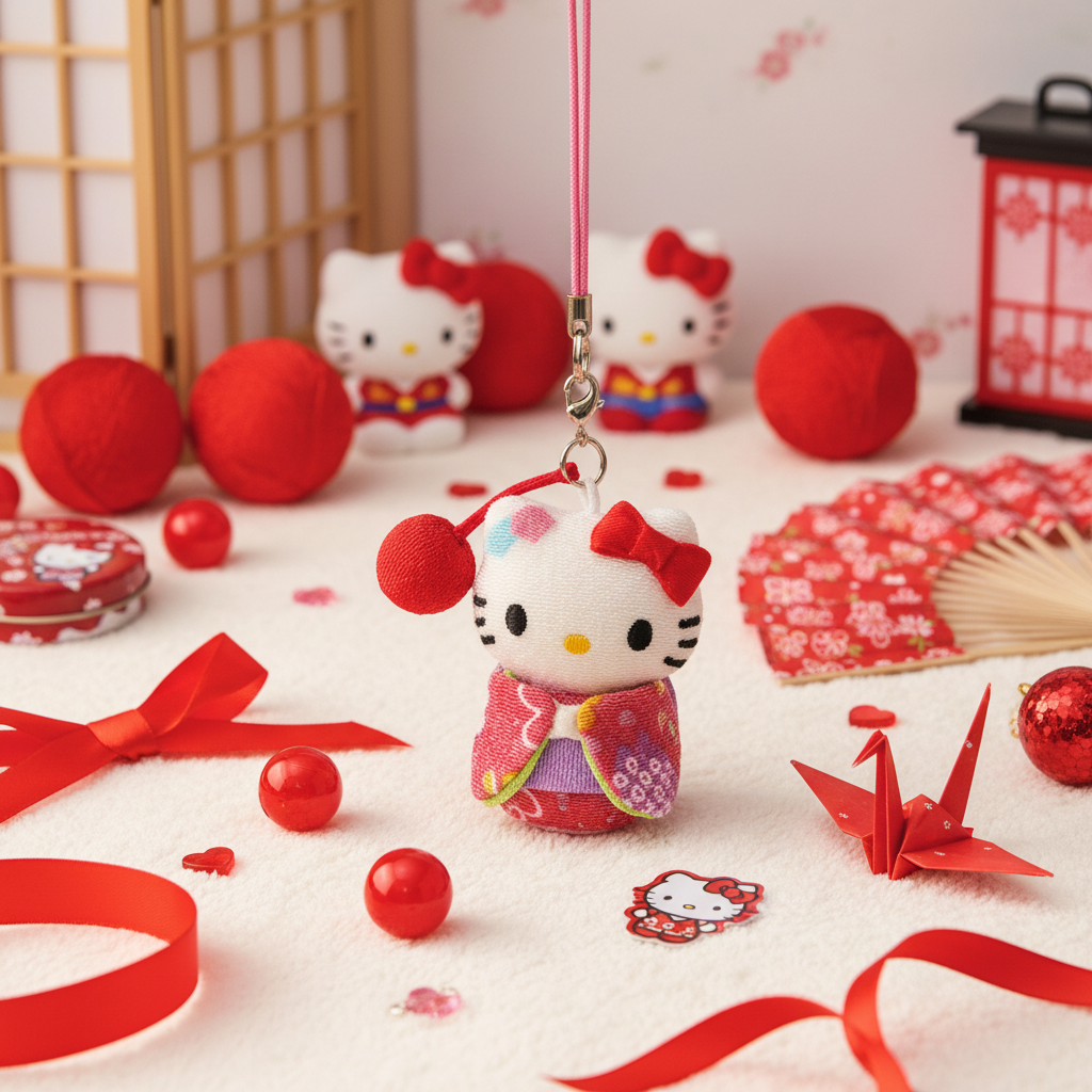 Hello Kitty Keychain - Red Balls Scene 1