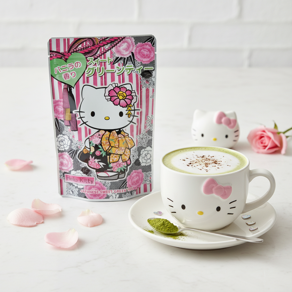 Hello Kitty Sweet Green Tea Bag with Cute Cup