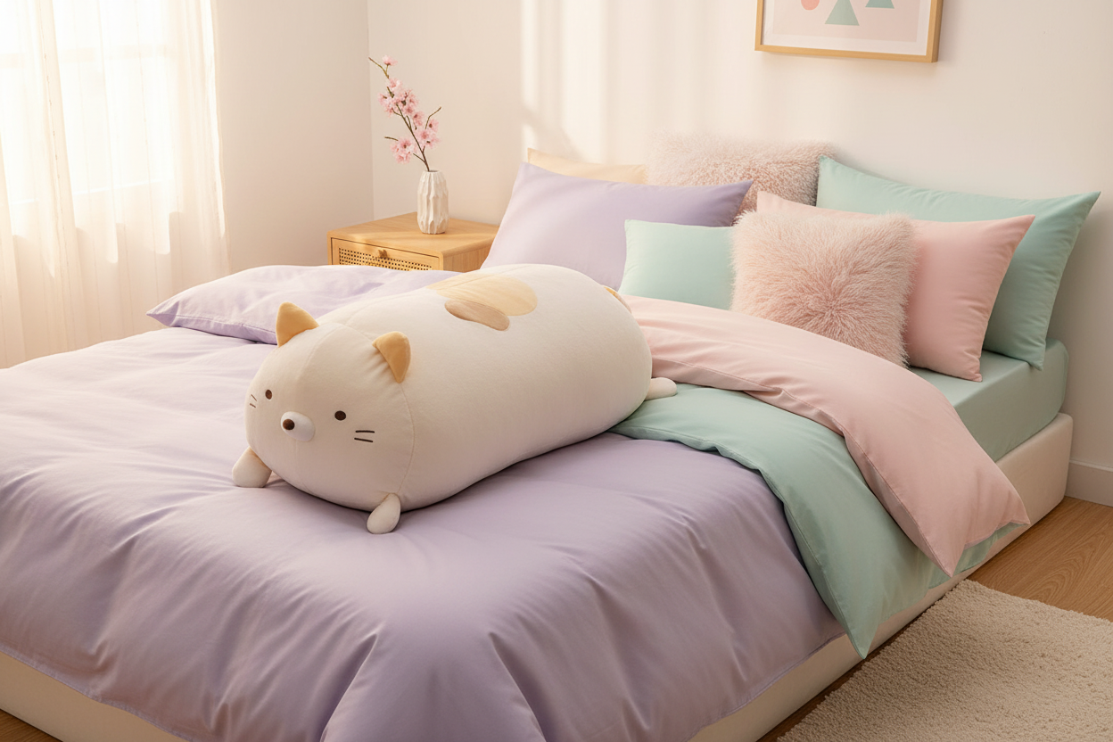 Neko Calico Cat Body Pillow lifestyle photo