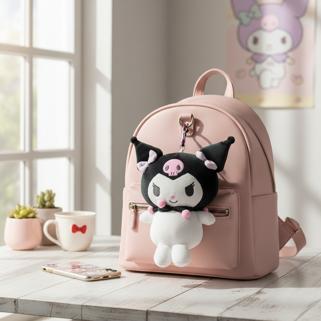 Sanrio Kuromi Plush Pouch (With Carabiner)