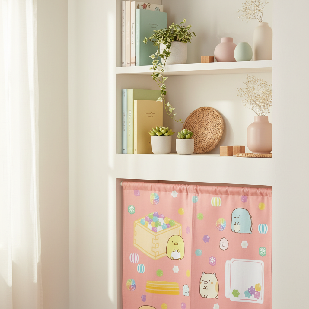 Sumikko Gurashi Peach Cafe Curtain cozy scene