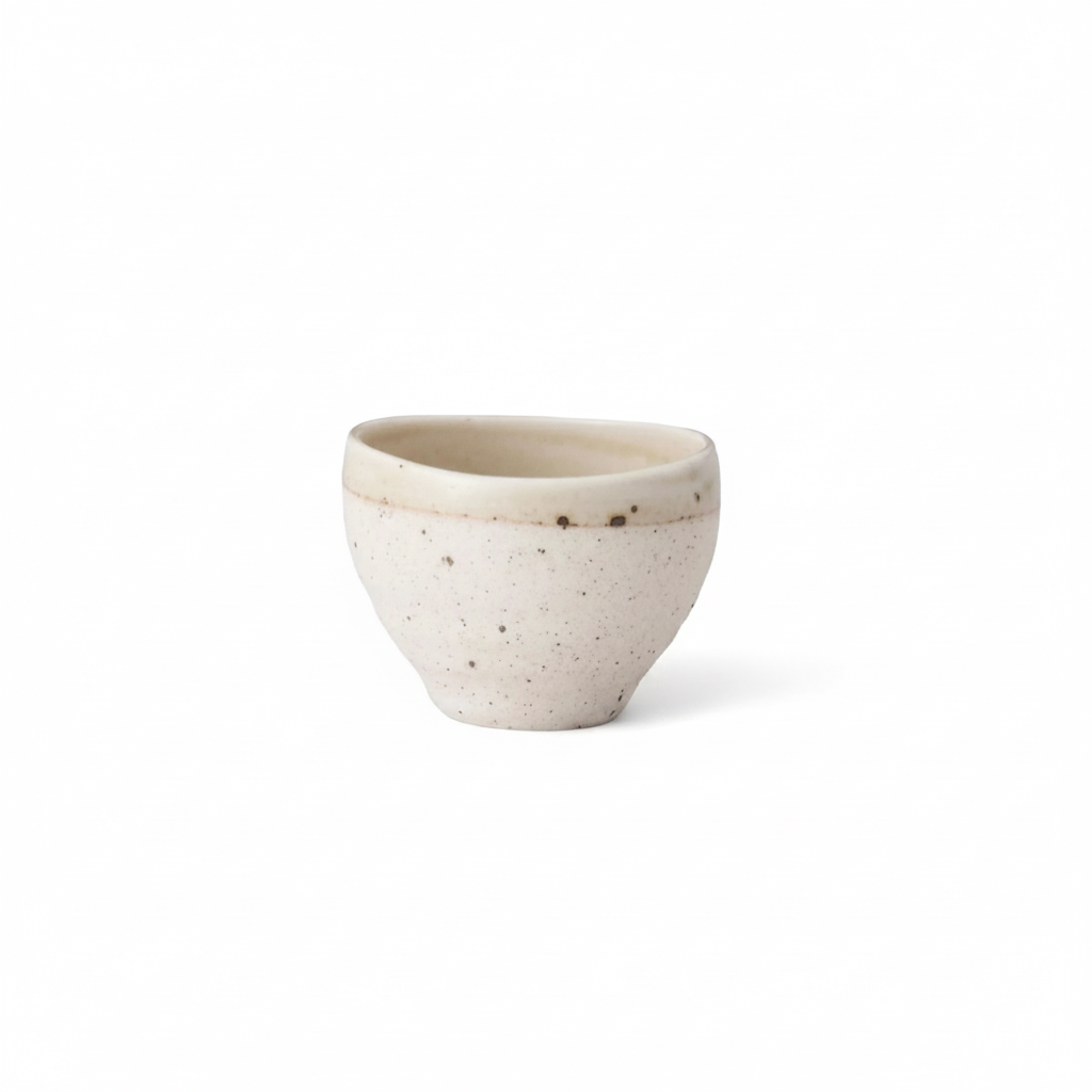 Rokuro Hiwa Beige Teacup – white background product shot