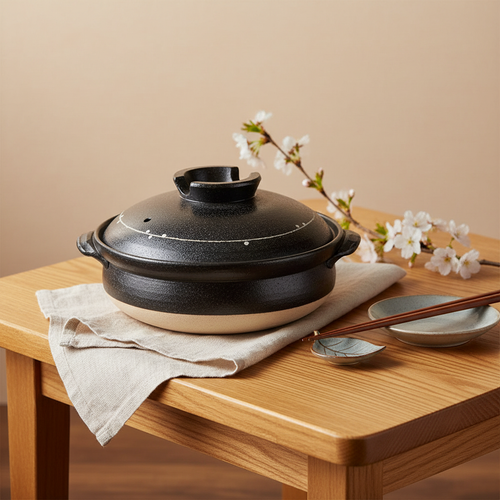 Banko Yaki Kokuyu Line donabe clay pot Japanese aesthetic