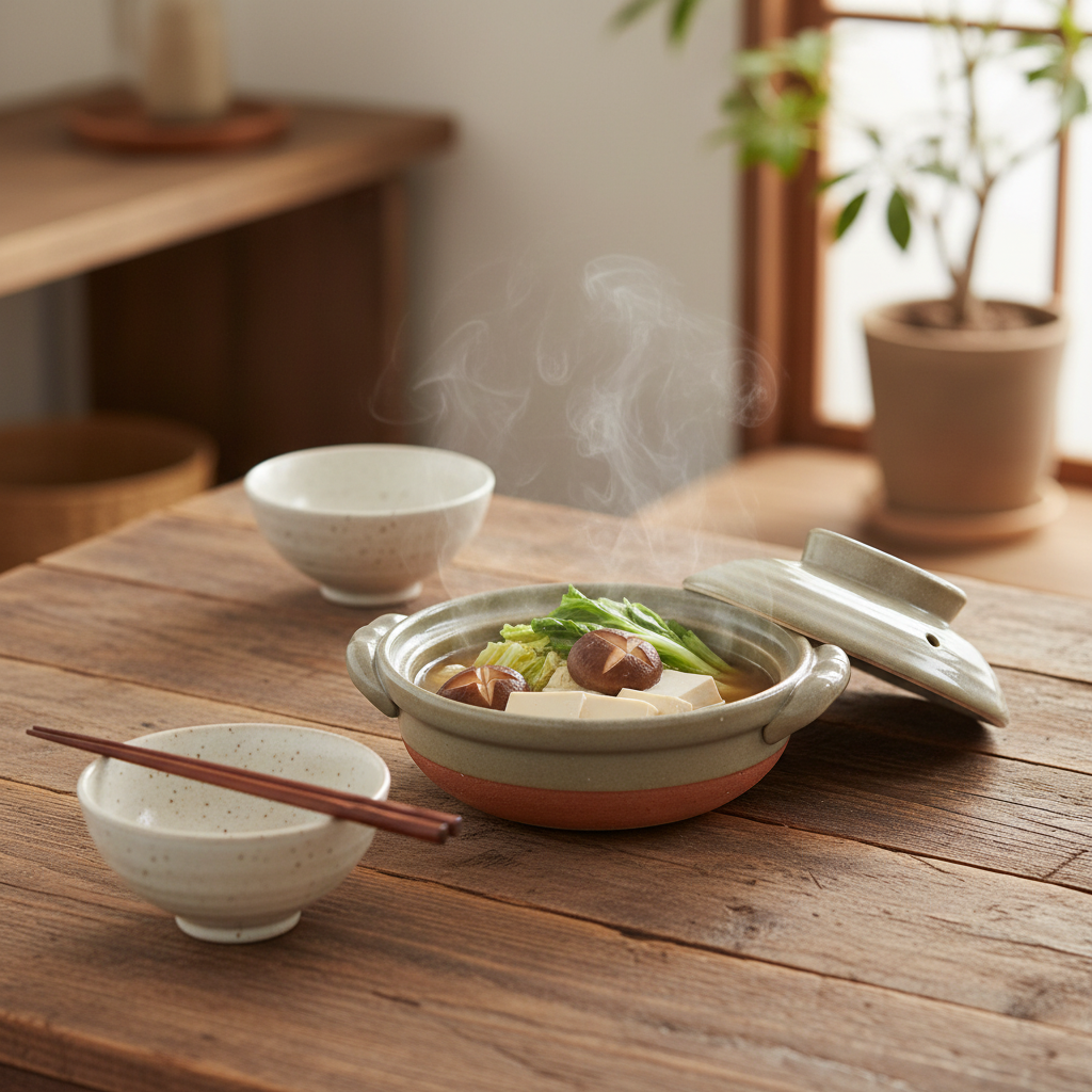 Donabe clay pot with simmering nabe hot pot, single serve
