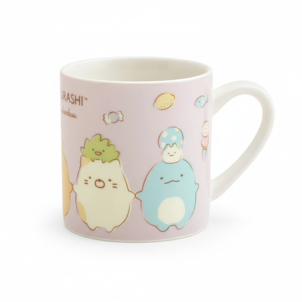Sumikko Gurashi Holding Hands mug professional product photo on white background