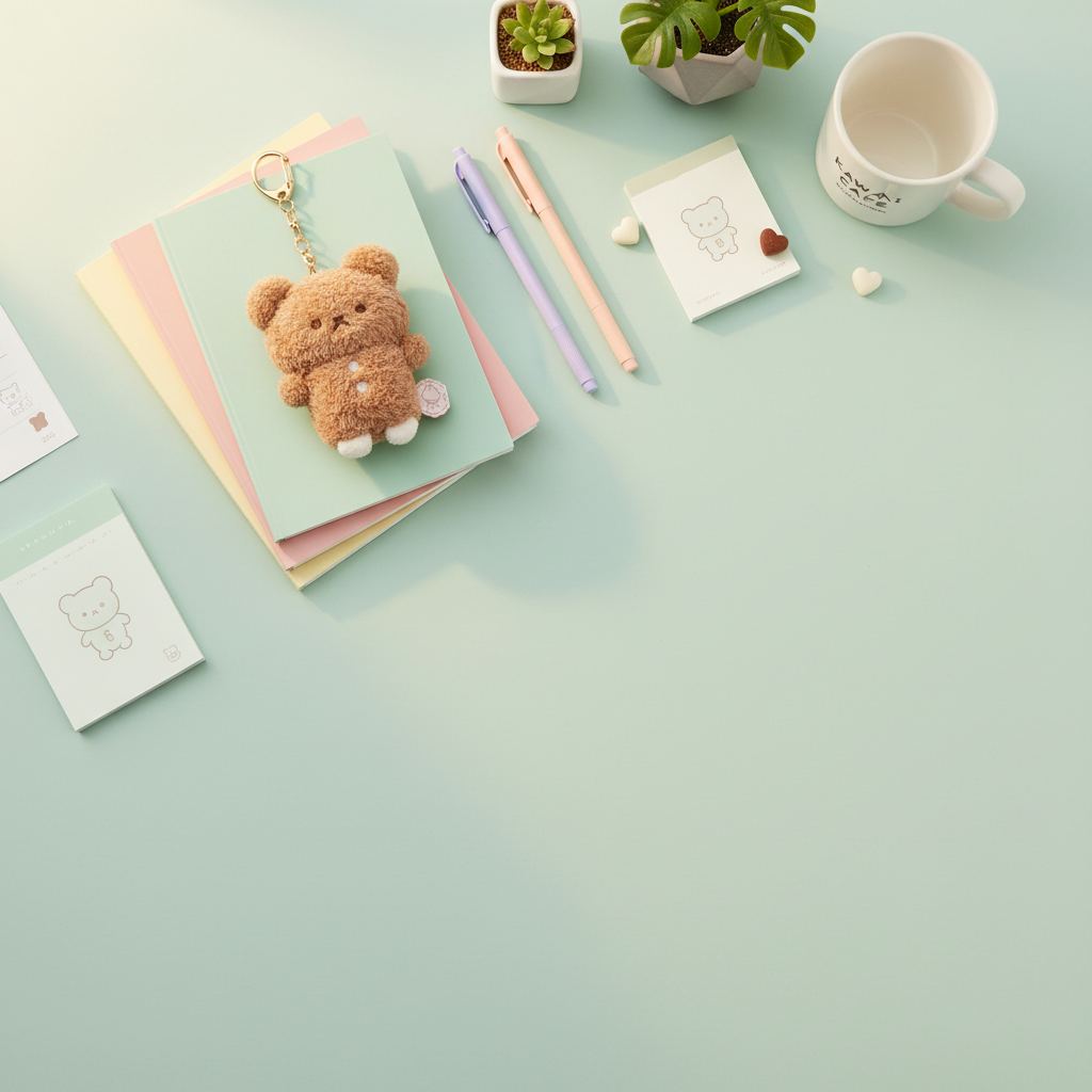 Cocoa Cookie Bear Keychain flat lay