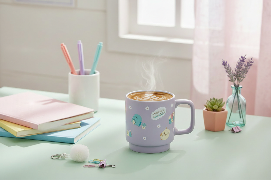Sumikko Gurashi Purple Flower Stackable Mug lifestyle photo