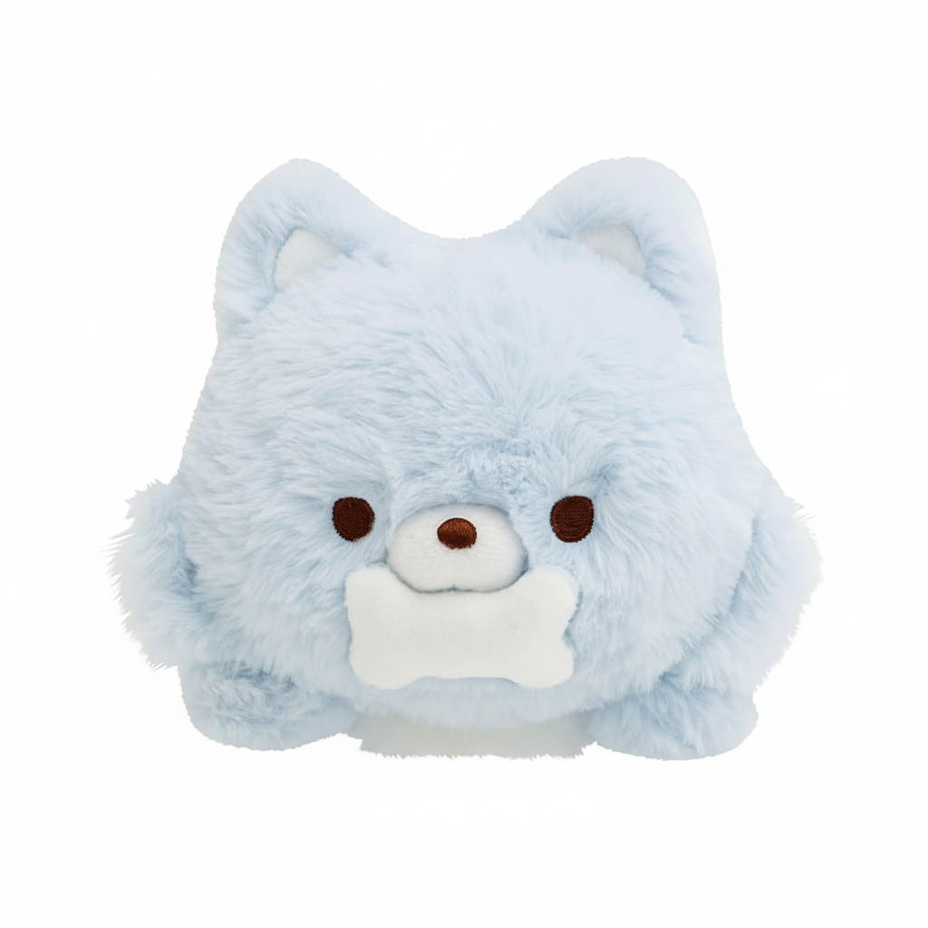 Aoiko Ookami blue wolf plush toy on clean white background