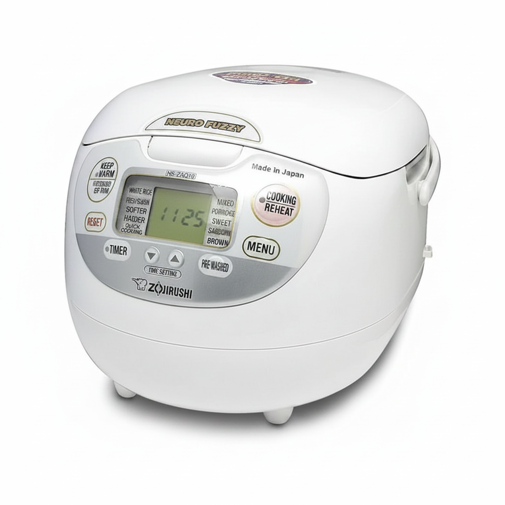 Zojirushi NS-ZAQ18 rice cooker on white background