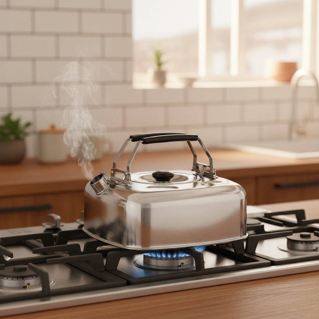 Cube Kettle on kitchen stovetop