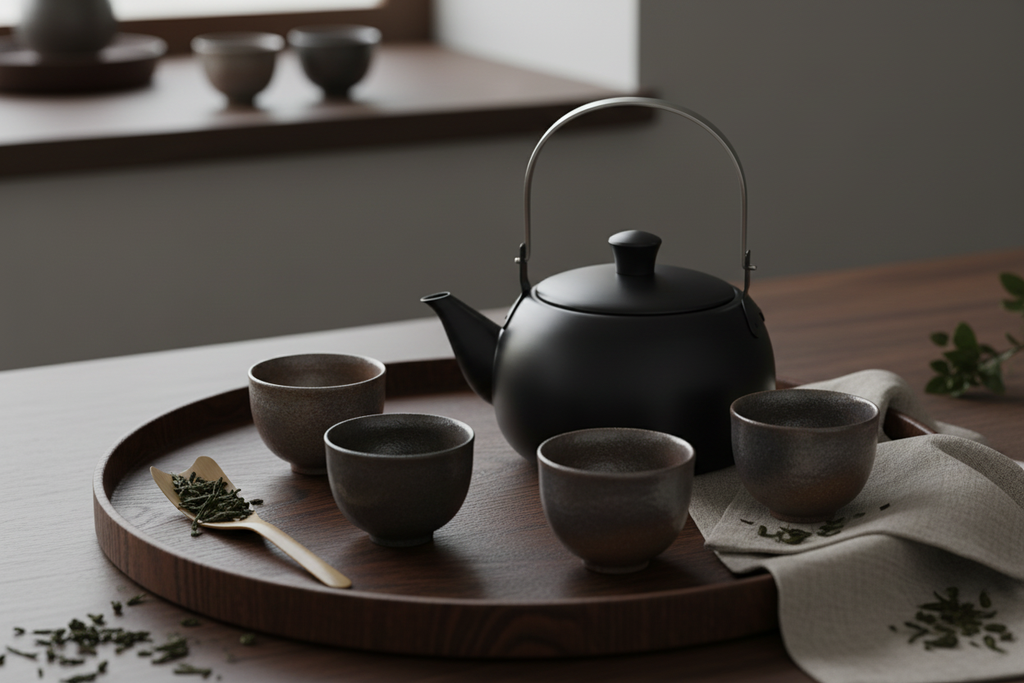 ENZO Stainless Steel Teapot – Japanese tea ceremony setup