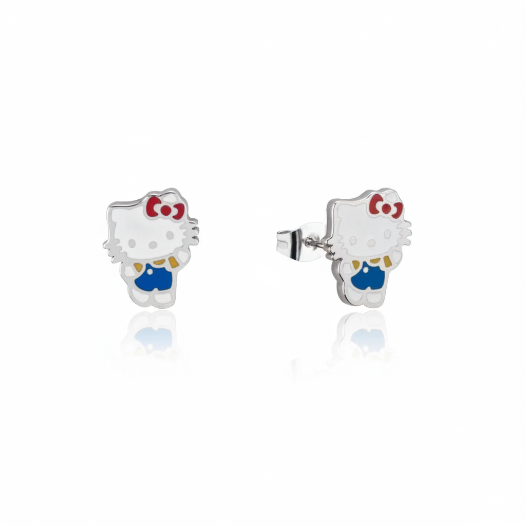 Hello Kitty full body stud earrings on white background
