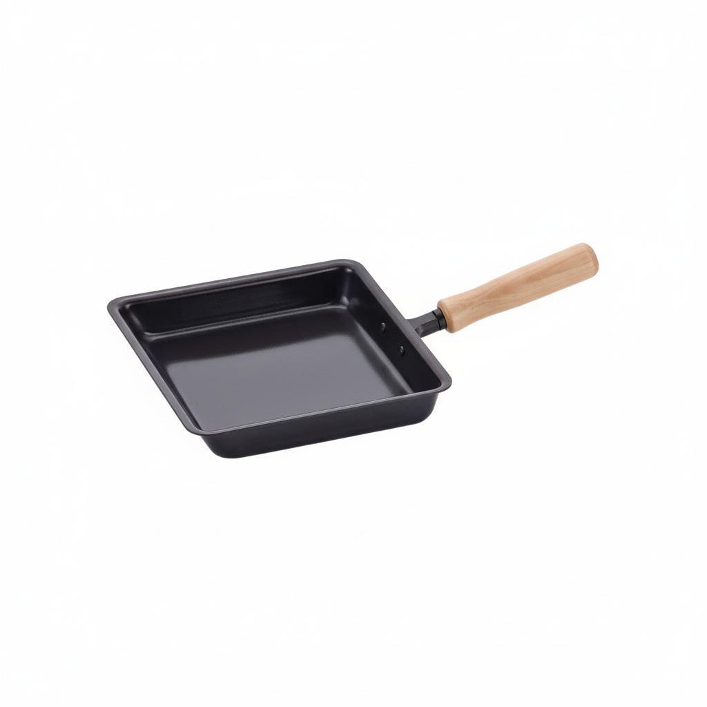 Chitose Tamagoyaki Pan Japanese square iron pan with wooden handle