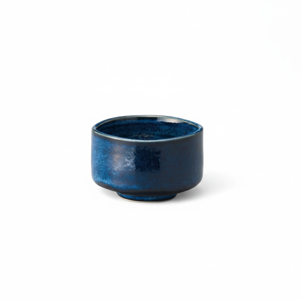 Kinyou Blue Matcha Bowl on white background