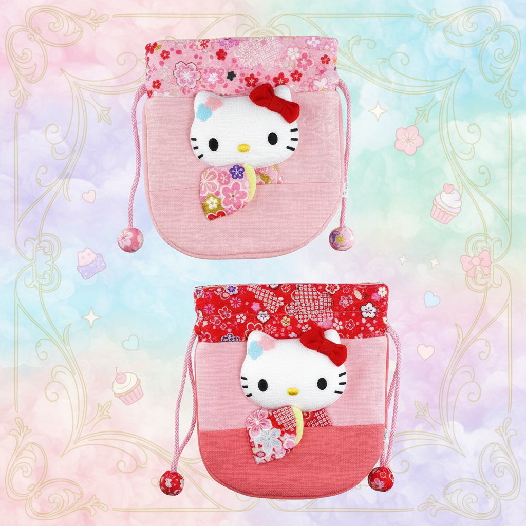 Sanrio Hello Kitty Pouch (Crepe Pattern)