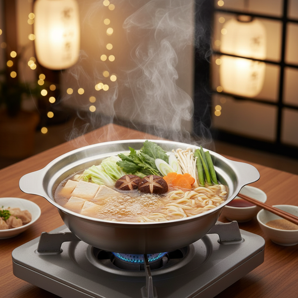 TAKUMIYA pot as open Japanese hot pot on gas stove