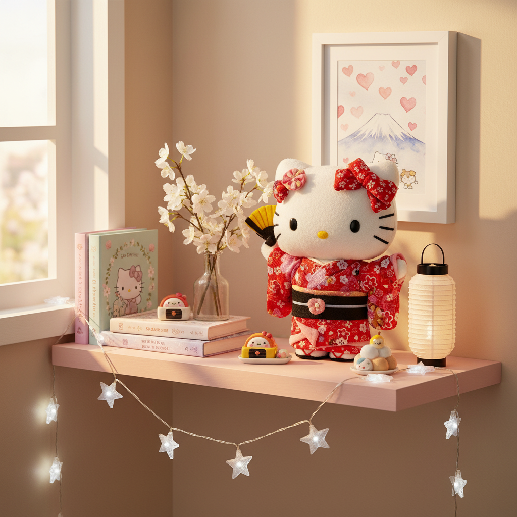 Sanrio Hello Kitty Chirimen Japanese Doll (Red)