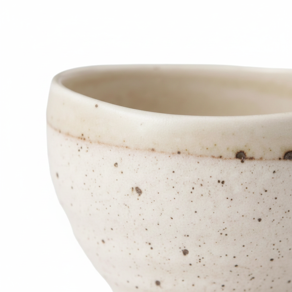 Rokuro Hiwa Beige Teacup – close-up porcelain detail
