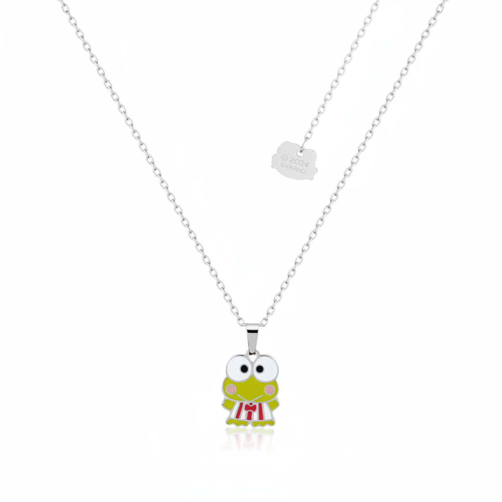 Keroppi full body pendant necklace on white background