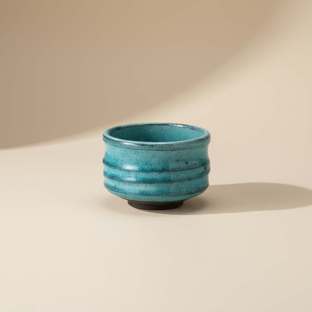 Earthen Blue Matcha Bowl minimalist product photography