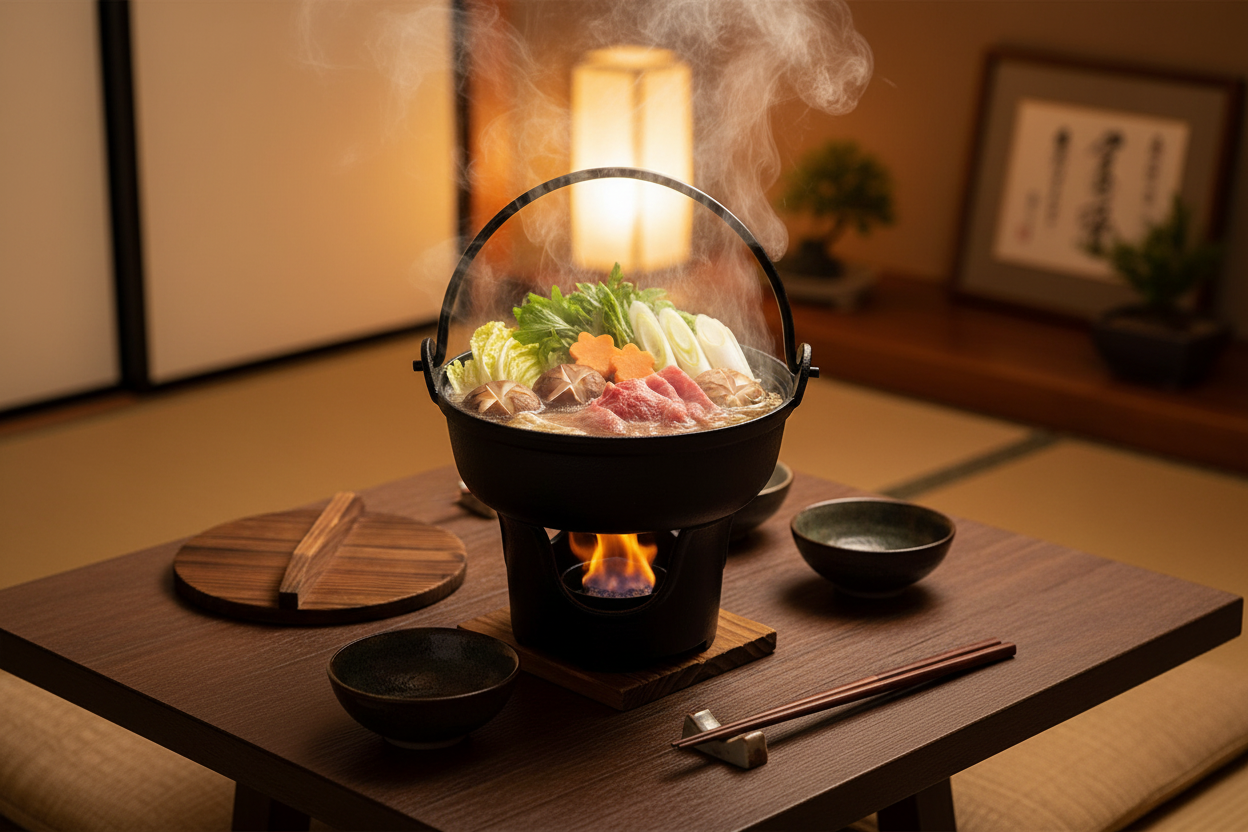 Japanese hot pot dining with IRORI Nabe cast iron set