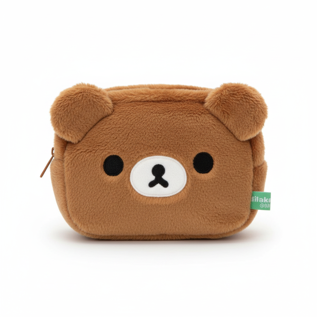 Chairoikoguma plush case professional product photo on white background