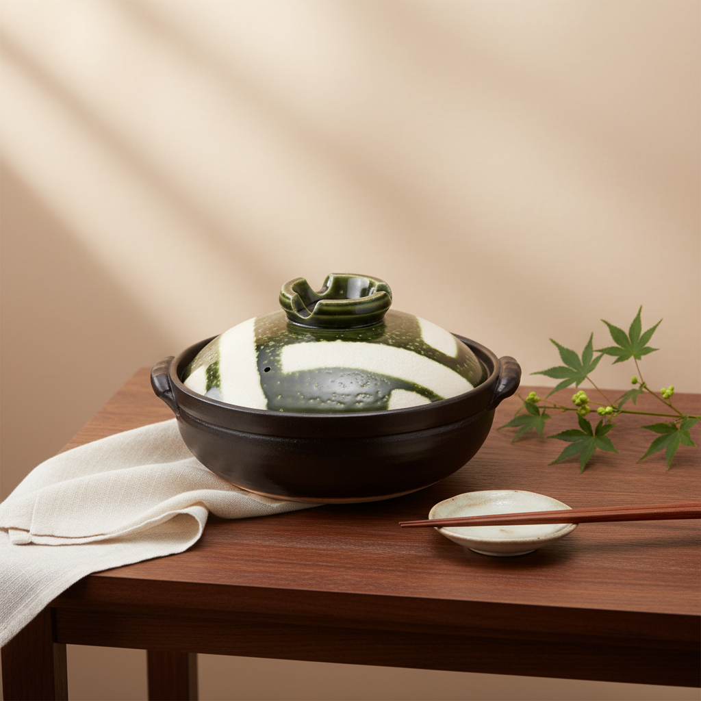 Banko Yaki Oribe Koushi donabe clay pot Japanese aesthetic