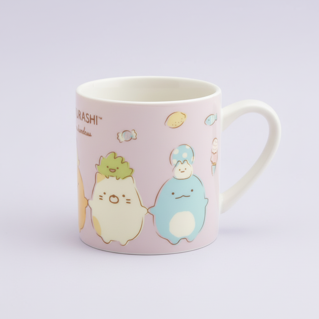 Sumikko Gurashi Holding Hands Pink Mug studio shot