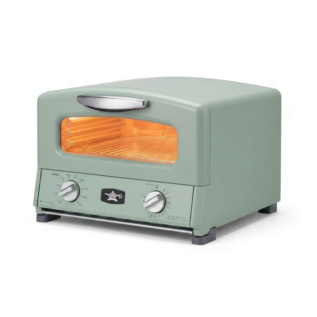 Sengoku green toaster oven on white background product shot