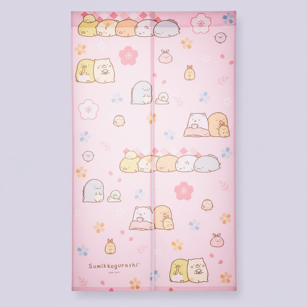 Sumikko Gurashi Pink Cafe Curtain studio shot
