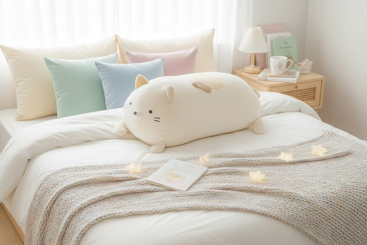 San-X Neko Calico Cat Super Mochimochi Body Pillow - Sumikko Gurashi