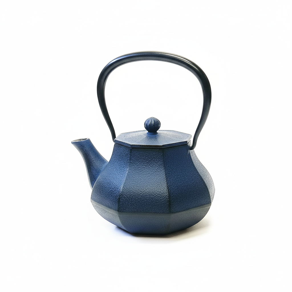 Oitomi Nambu Tekki cast iron kettle Miyabi blue octagonal design