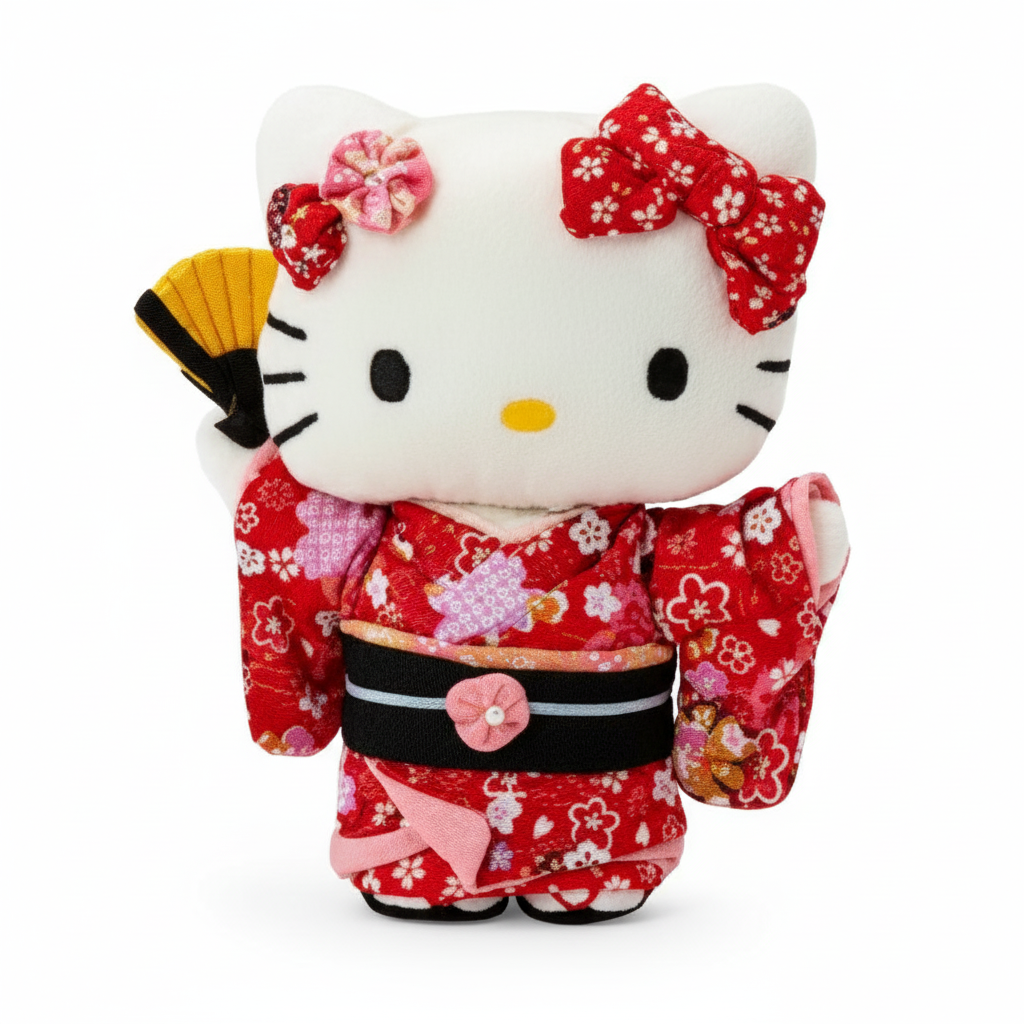Sanrio Hello Kitty Chirimen Japanese Doll (Red)